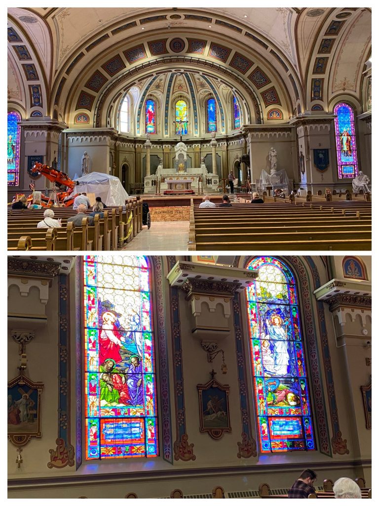 Stained glass windows in the Cathedral of St. John the Evangelist in Boise, Idaho