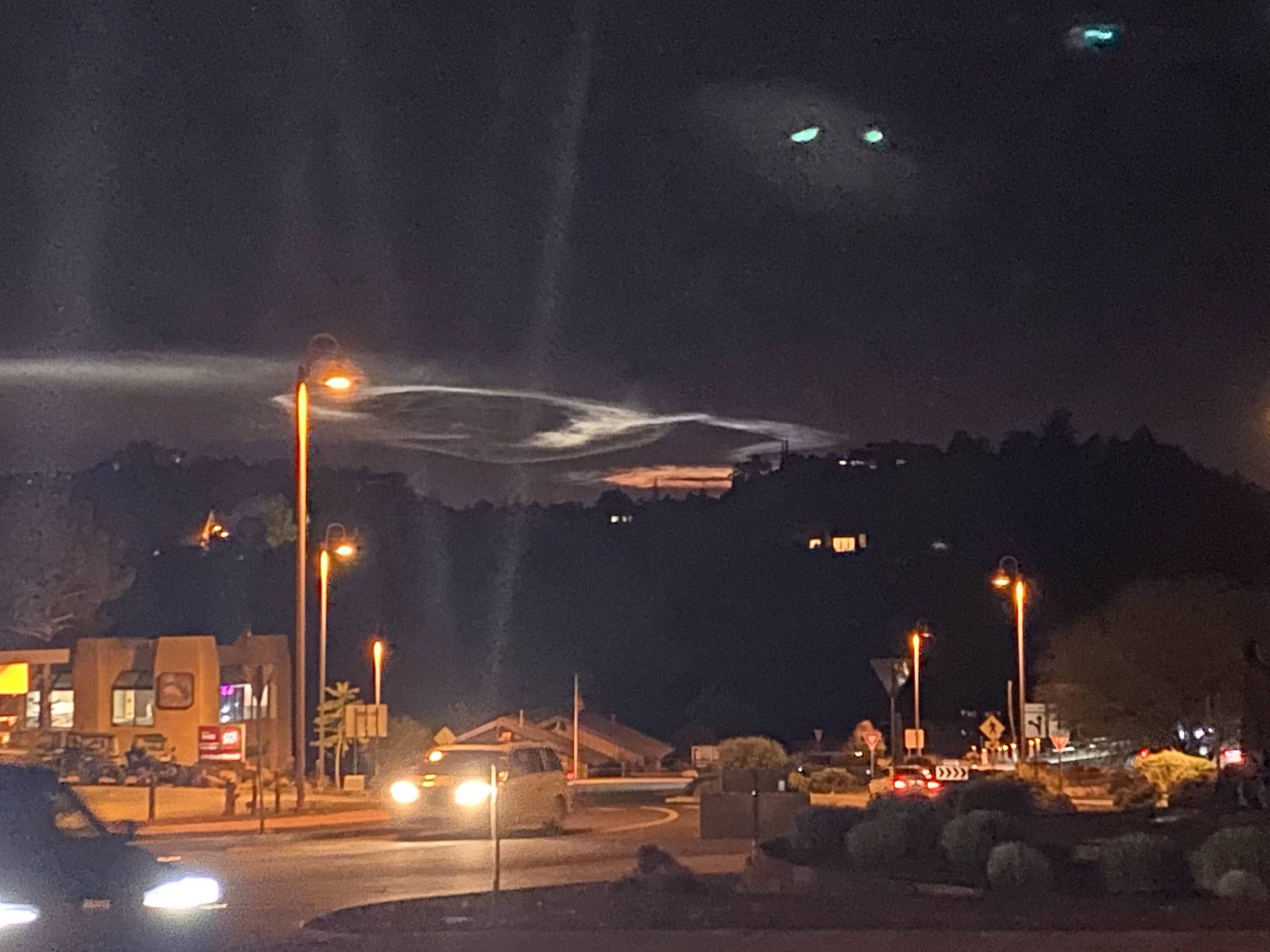 Sedona night sky showing evidenced of Space-X liftoff