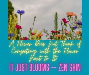 A flower does not think of competing with the flower nest to it. It just blooms a quote from Zen Shin