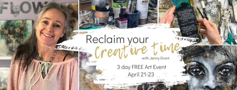 Photo of an advertisement for Jenny Grant's upcoming free art retreat