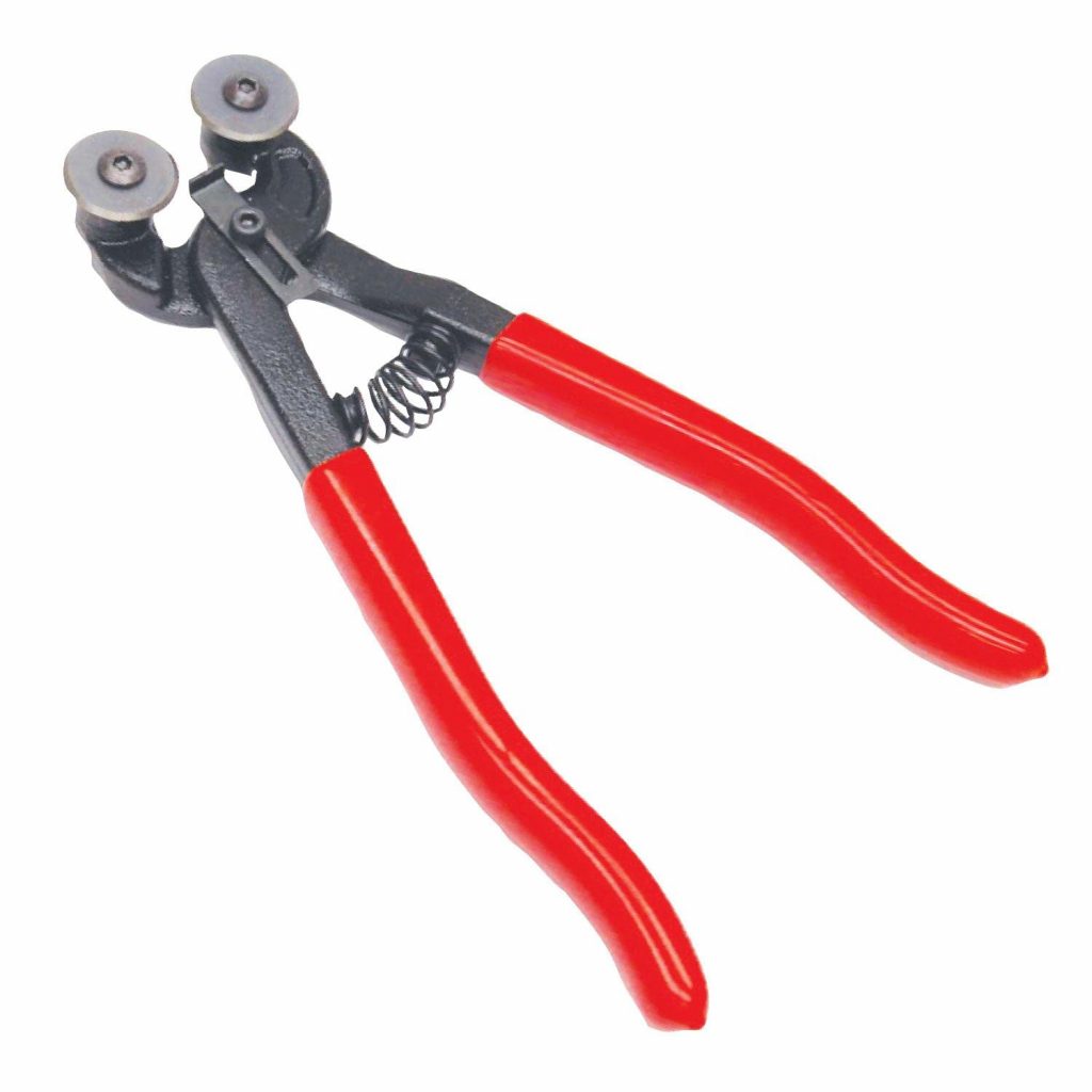 Photograph of wheeled glass snippers used for cutting tile