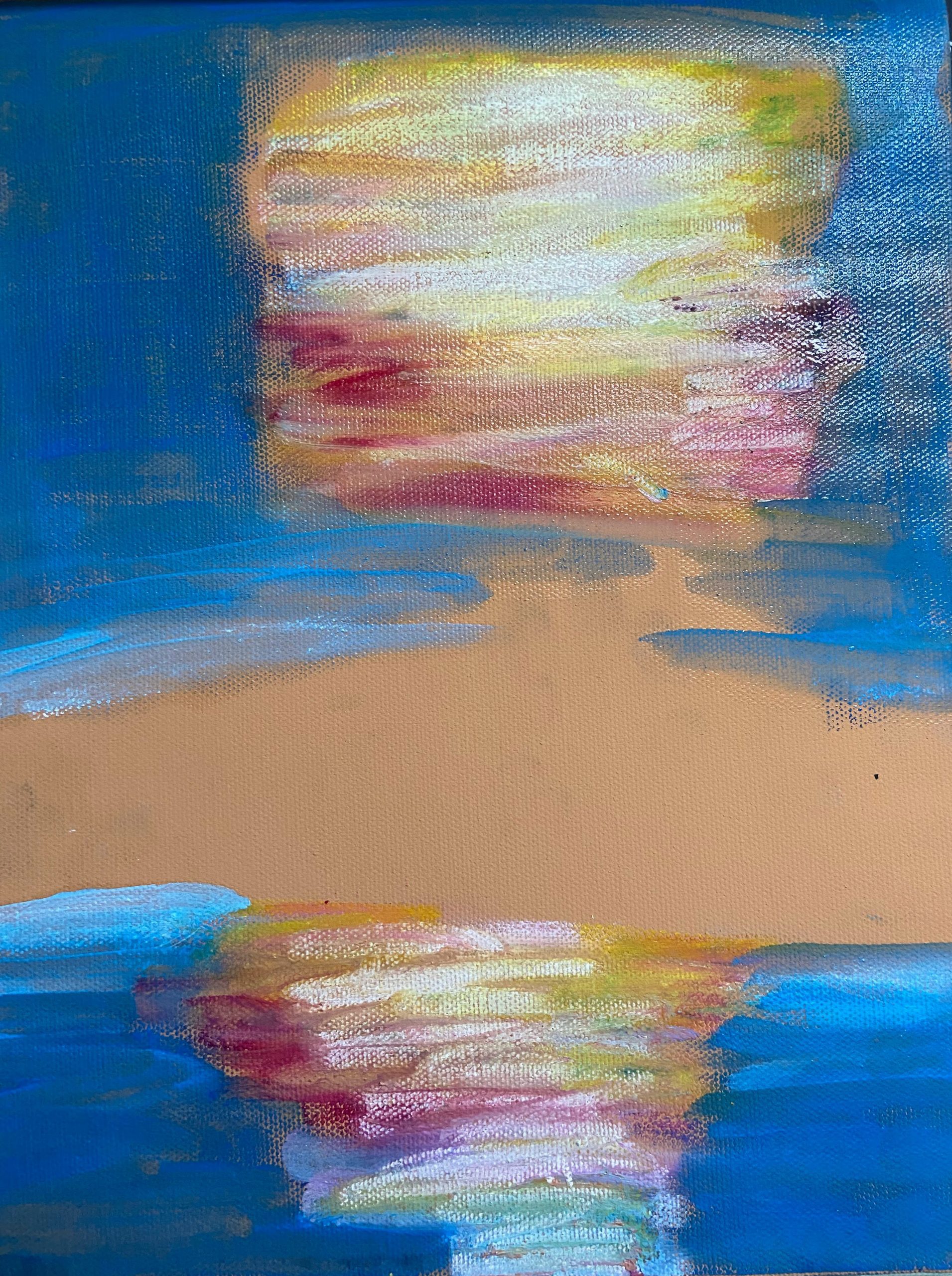 Oil pastel colors blended with solvent