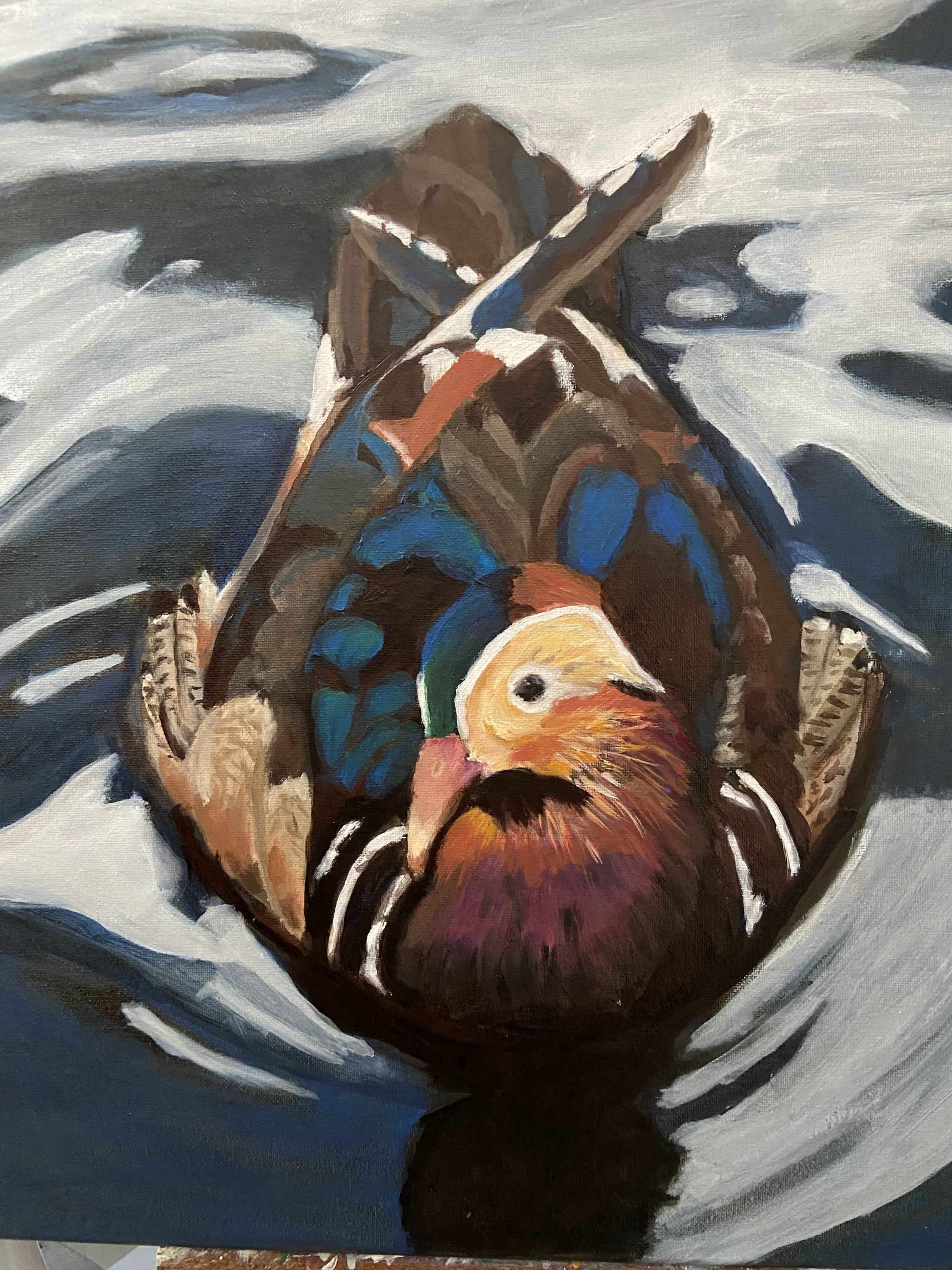 Painting of a Mandaring duck