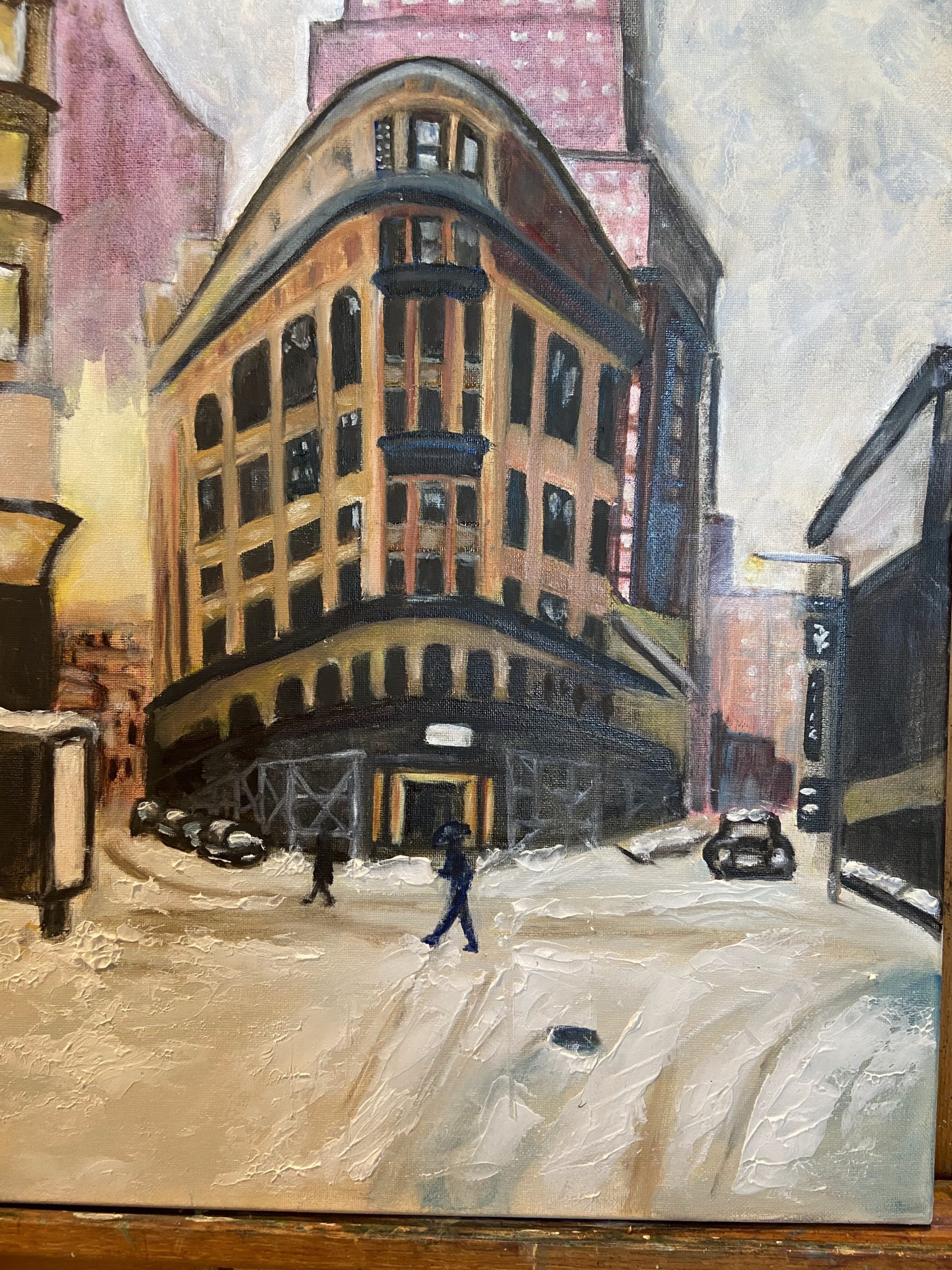 Oil painting of the Flatiron building in New York City 