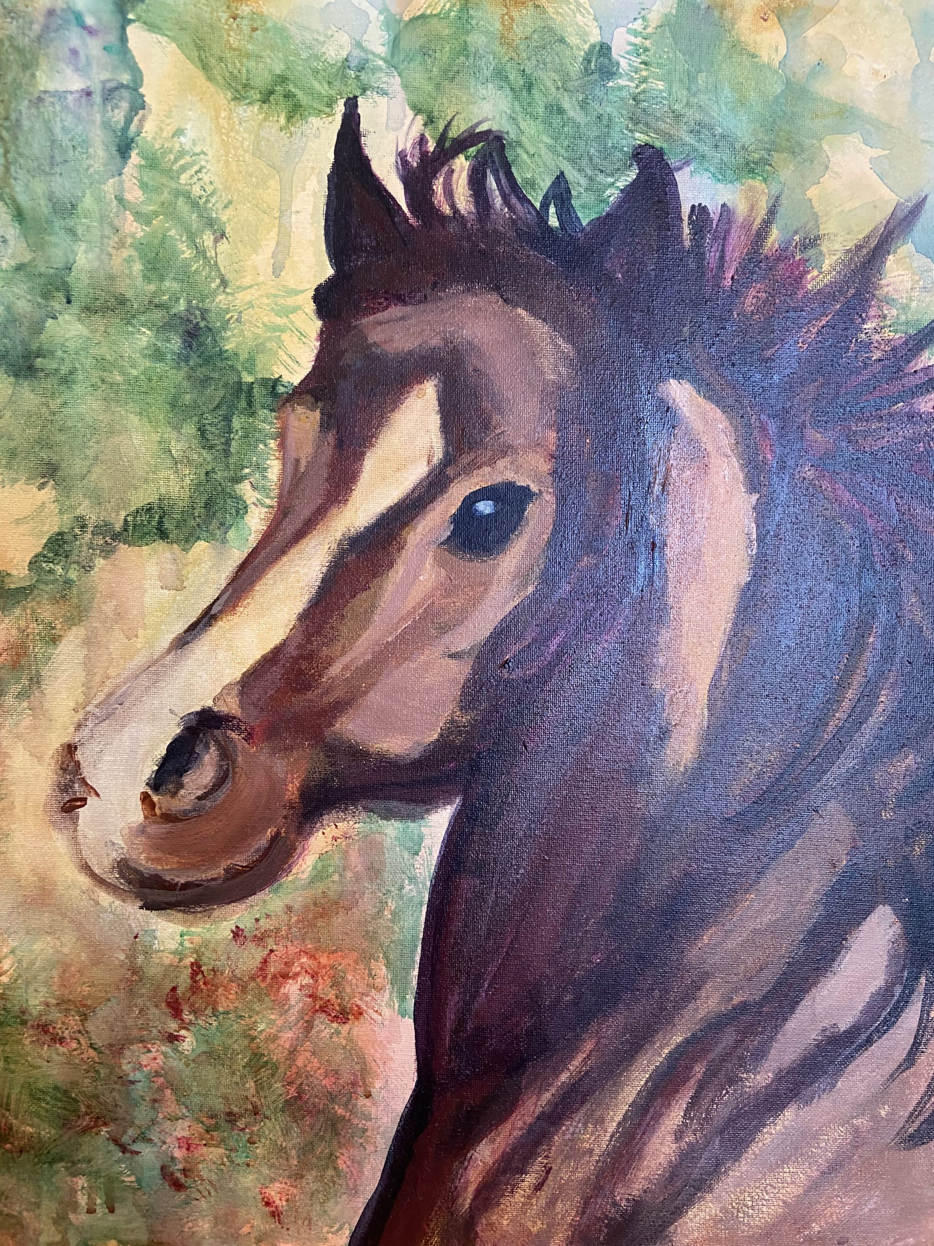 Second layer of paint on a horse painting