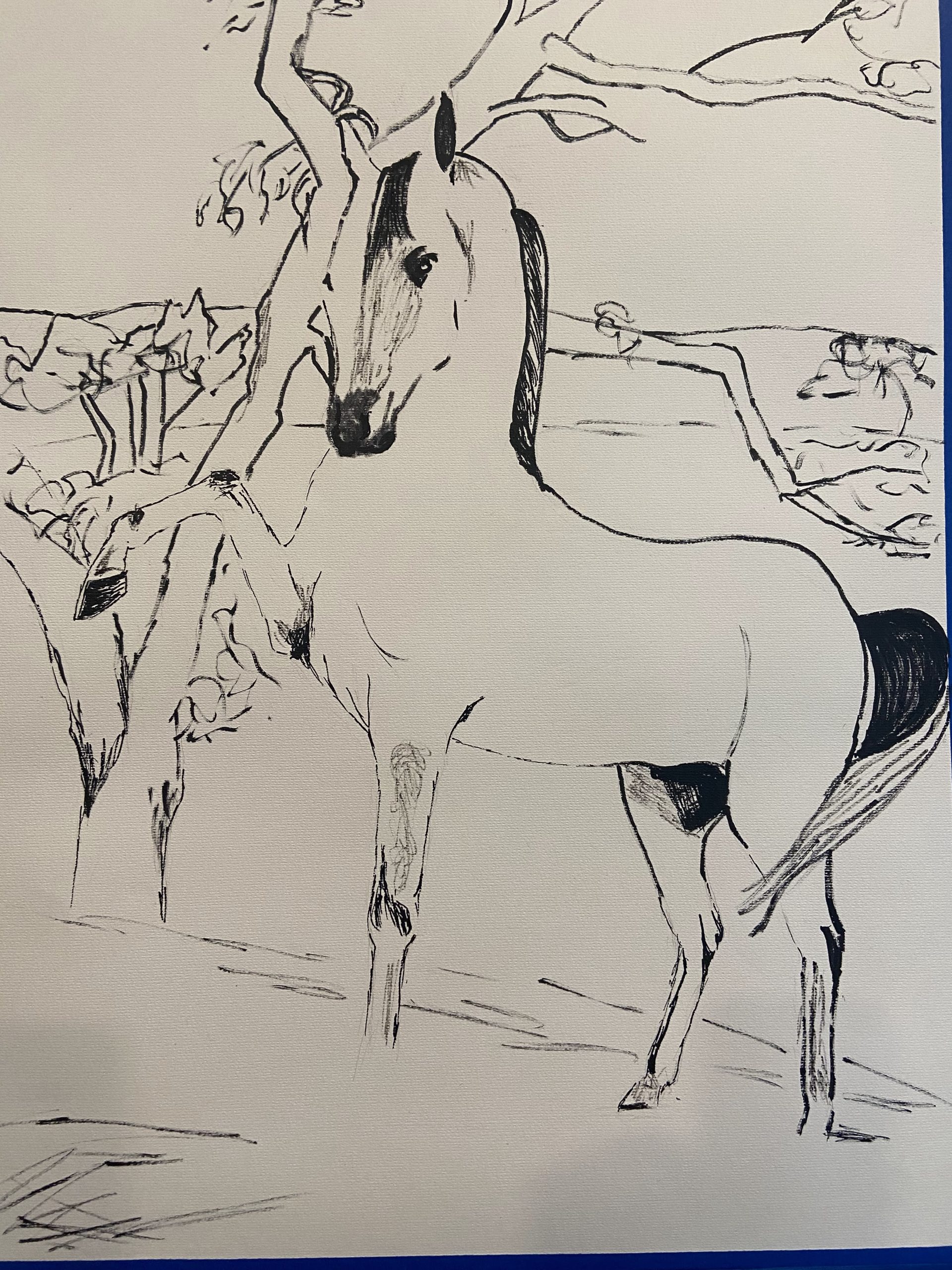 Horse drawing with acrylic markers