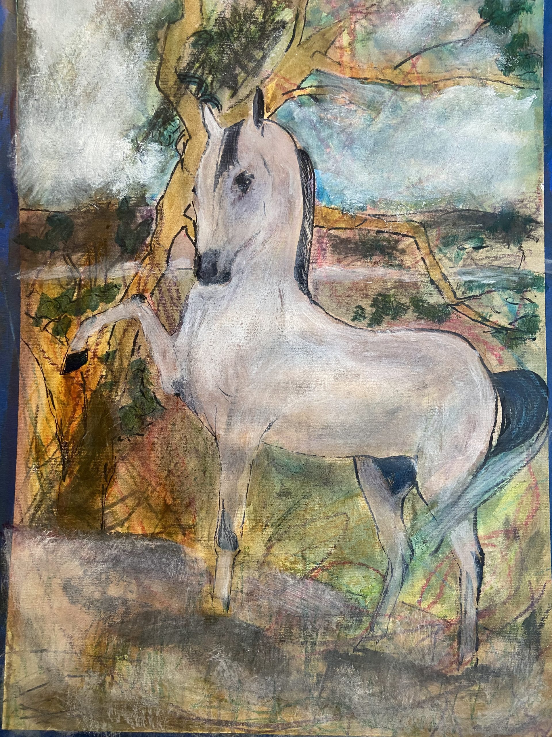 Painting of a horse using scumbling