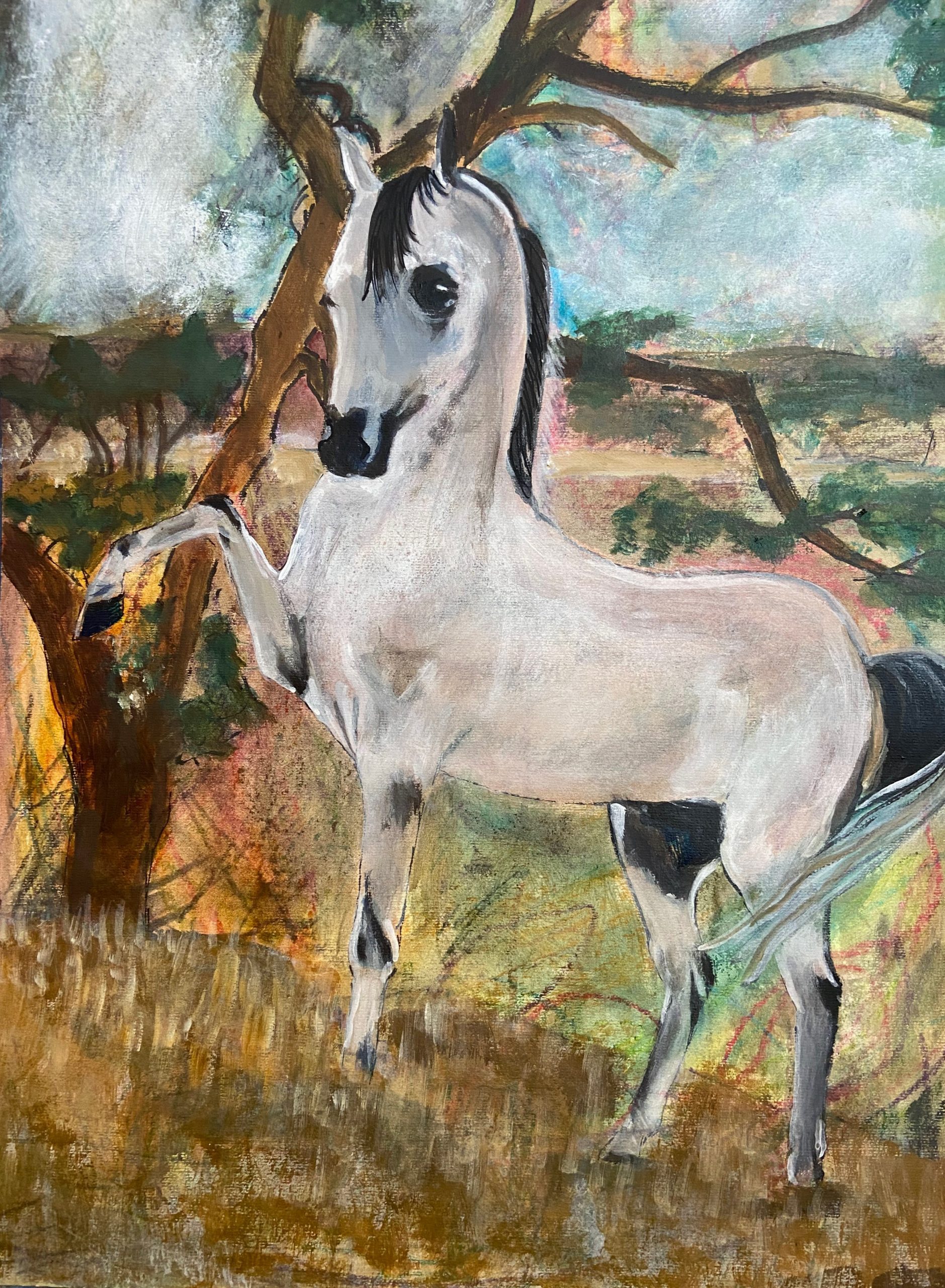 Final version of the painting of an Arabian horse