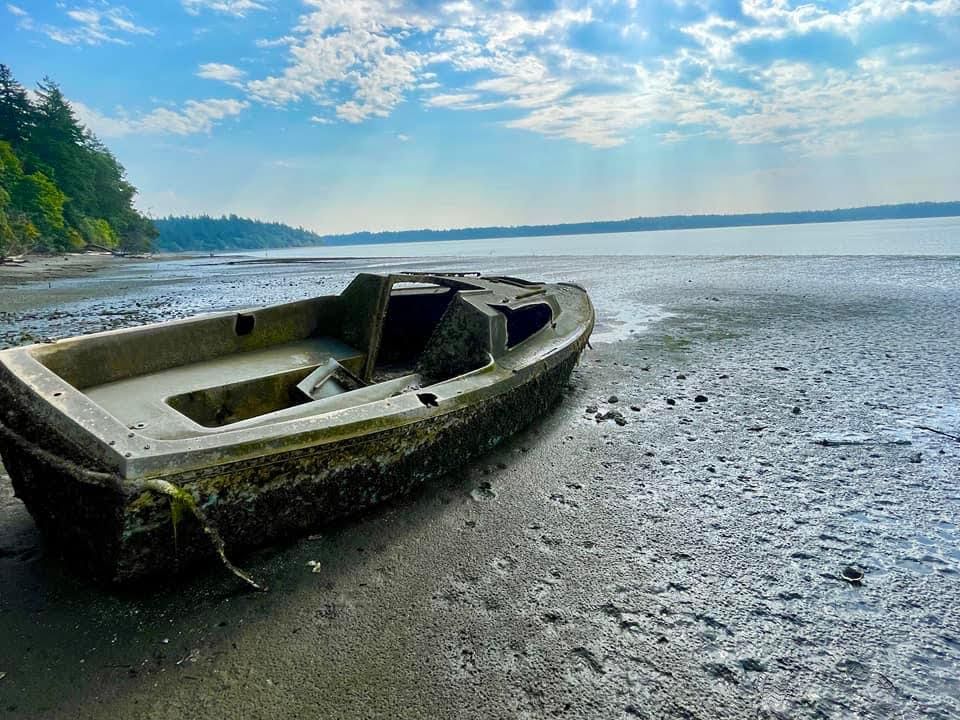 Photo of a boat beached on a shore
