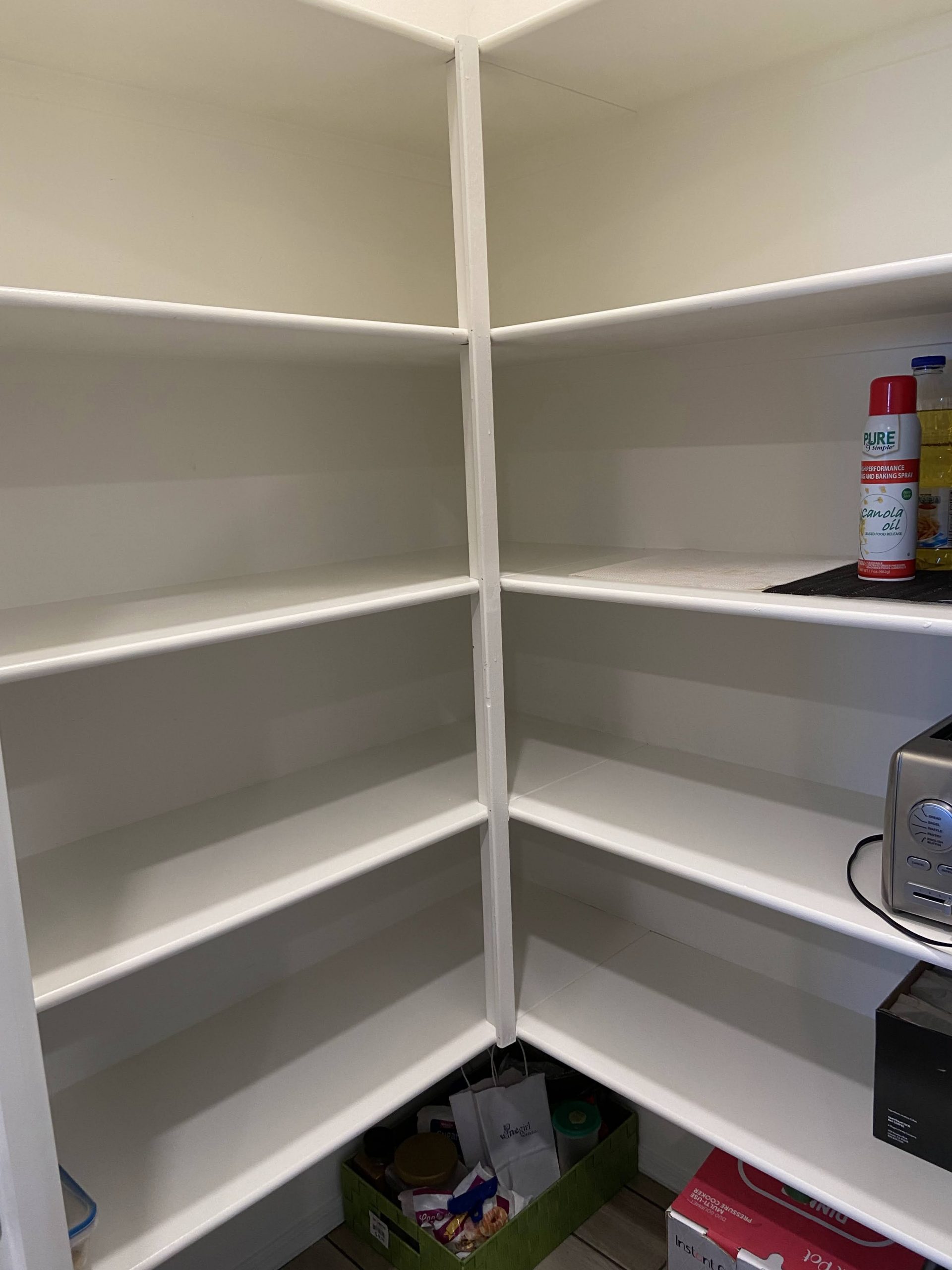 Photo of a nearly empty pantry.
