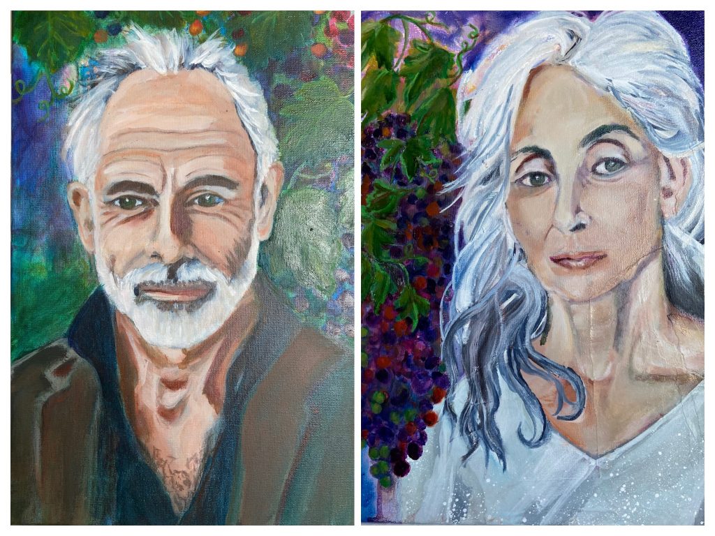 Collage showing two portraits: One of a mature man and one of a mature woman